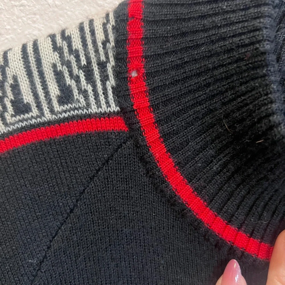 Vintage‎ 80's Demetre 1/4 Zip Retro Ski Sweater Wool Blend Base Layer Large